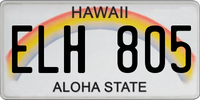 HI license plate ELH805