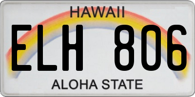 HI license plate ELH806