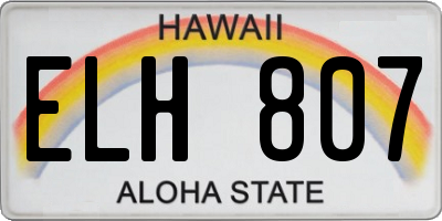 HI license plate ELH807