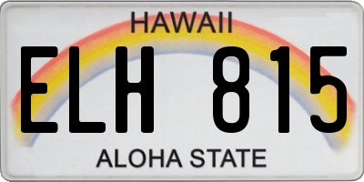 HI license plate ELH815