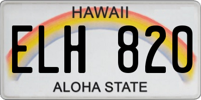 HI license plate ELH820