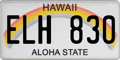 HI license plate ELH830