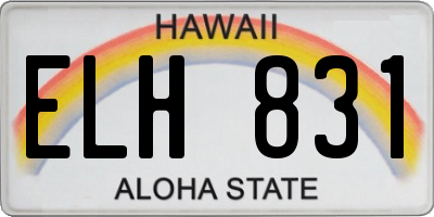 HI license plate ELH831