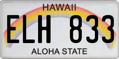 HI license plate ELH833