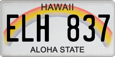 HI license plate ELH837