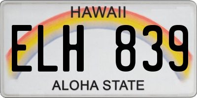 HI license plate ELH839