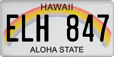 HI license plate ELH847