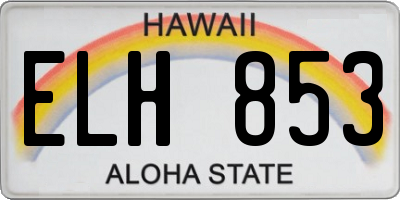 HI license plate ELH853