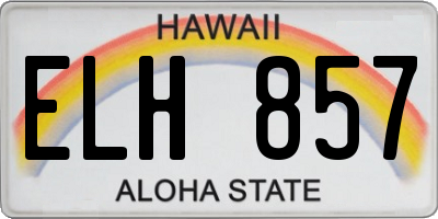 HI license plate ELH857