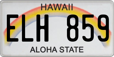 HI license plate ELH859