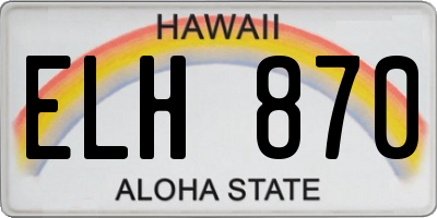 HI license plate ELH870