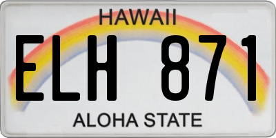 HI license plate ELH871