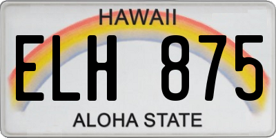 HI license plate ELH875