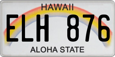 HI license plate ELH876
