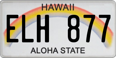 HI license plate ELH877