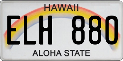 HI license plate ELH880