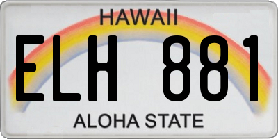 HI license plate ELH881