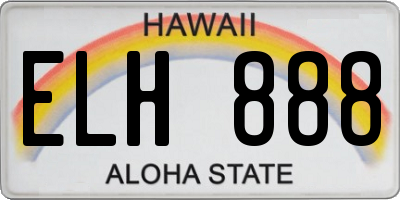 HI license plate ELH888