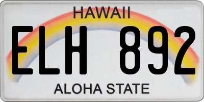 HI license plate ELH892