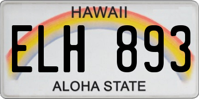 HI license plate ELH893