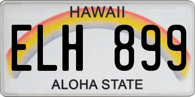 HI license plate ELH899