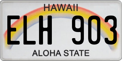 HI license plate ELH903
