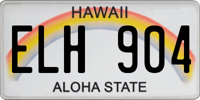 HI license plate ELH904