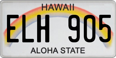 HI license plate ELH905