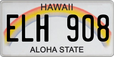 HI license plate ELH908