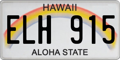 HI license plate ELH915