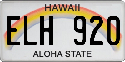 HI license plate ELH920