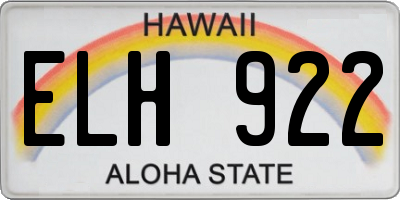 HI license plate ELH922