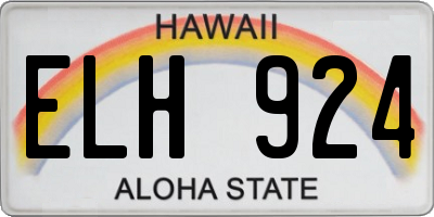 HI license plate ELH924