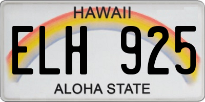 HI license plate ELH925