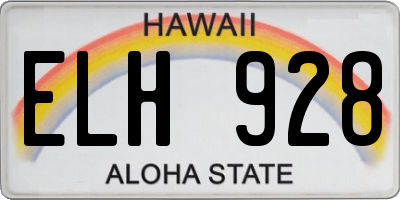 HI license plate ELH928