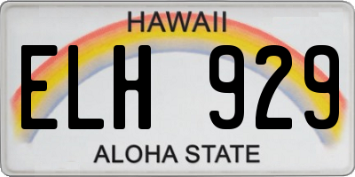 HI license plate ELH929