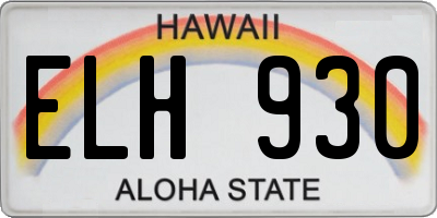 HI license plate ELH930