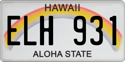 HI license plate ELH931