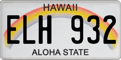 HI license plate ELH932