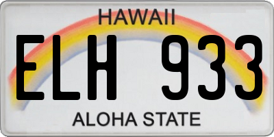 HI license plate ELH933