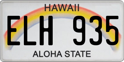HI license plate ELH935