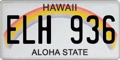 HI license plate ELH936