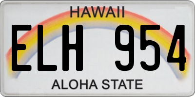 HI license plate ELH954