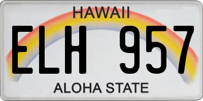 HI license plate ELH957