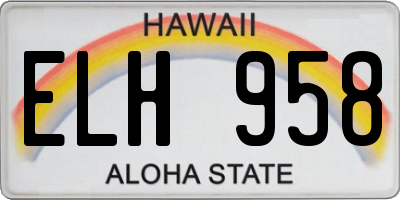 HI license plate ELH958