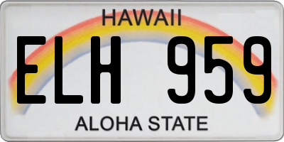 HI license plate ELH959