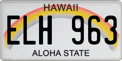 HI license plate ELH963