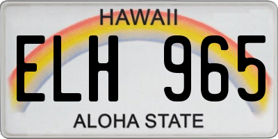HI license plate ELH965
