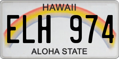 HI license plate ELH974