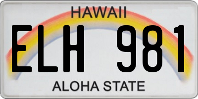 HI license plate ELH981